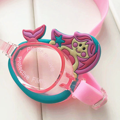 Kids Swimming Goggles Safe Soft Silicone Cap Hat Anti-Fog Waterproof No Leaking Crystal Clear Swim Goggles for Kids Children Boys Girls and Teens Age 3-15