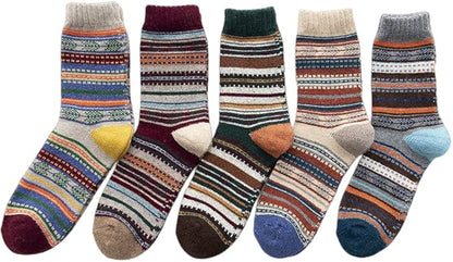 5 Pairs Thermal Socks Mens Walking Hiking Climbing Warm Thick Heat Wool Knitting Socks Winter