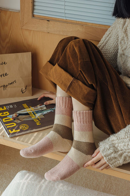 3 Pairs Ladies Thermal Socks Womens Warm Thick Heat Wool Knitting Walking Boot Hiking Socks Winter Christmas(A)