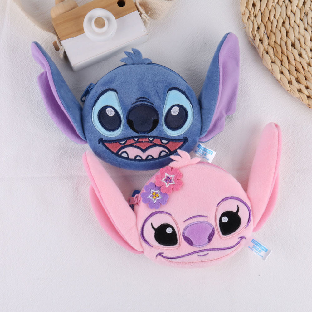 Small Coin Purse, Cute Fluffy Soft Stitch Wallet Mini Purse Holder for Women Girls Children, Oxford Pouch Small Change Bag for Coin, Credit Card, ID Card, Keys, Lipstick