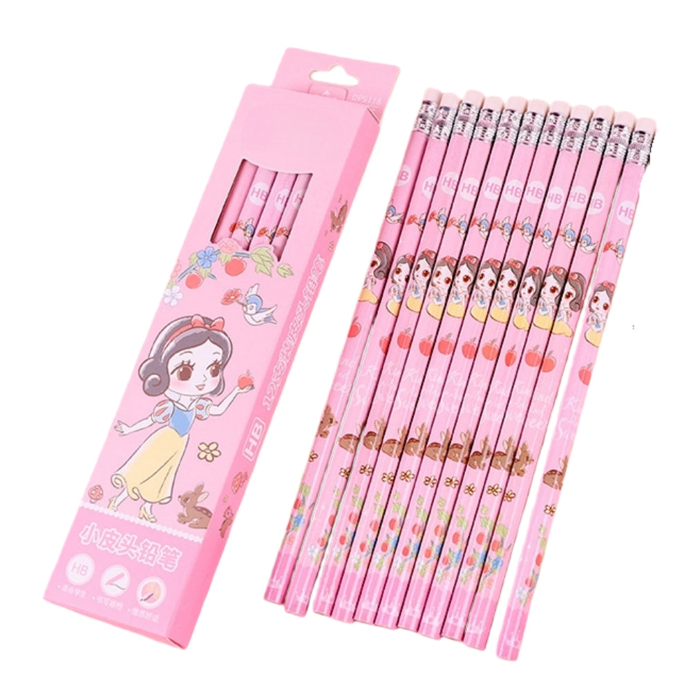 12 Pack Princess Spider HB Pencils with erasers Kids Children Party Bag Fillers School Office