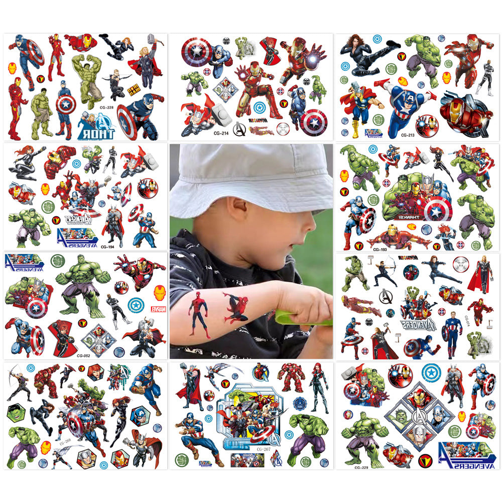 10 Sheets Kids Princess Temporary Tattoos Sticker Waterproof Superhero Stickers Fake tattoo Party Bag Fillers