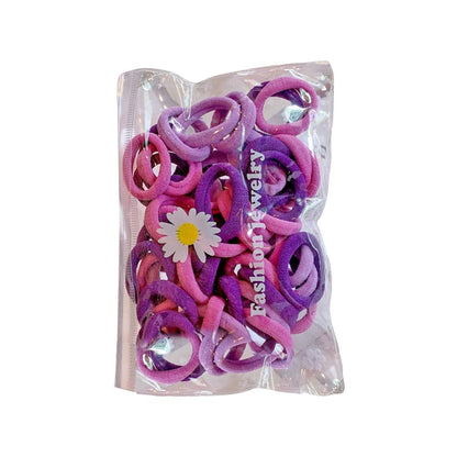 50 Multicolour Mini Hair Ponios Endless Elastics Bobbles Bands Women Girl kids Hair Bands Ponytail Holders (Pink)