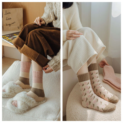 3 Pairs Ladies Thermal Socks Womens Warm Thick Heat Wool Knitting Walking Boot Hiking Socks Winter Christmas(A)