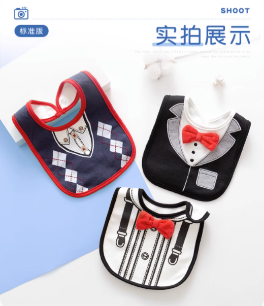 2PCS Baby Kids Bibs BOY MIXED DESIGN COTTON GENTLEMAN BOW FEEDING Bandana Apron Weaning