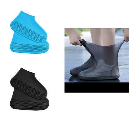 2pcs Rain Shoe Covers Latex Waterproof Shoe Covers Unisex Shoes Protectors Reusable Non-Slip Rain Boot Overshoes Walking Shoes Accessories