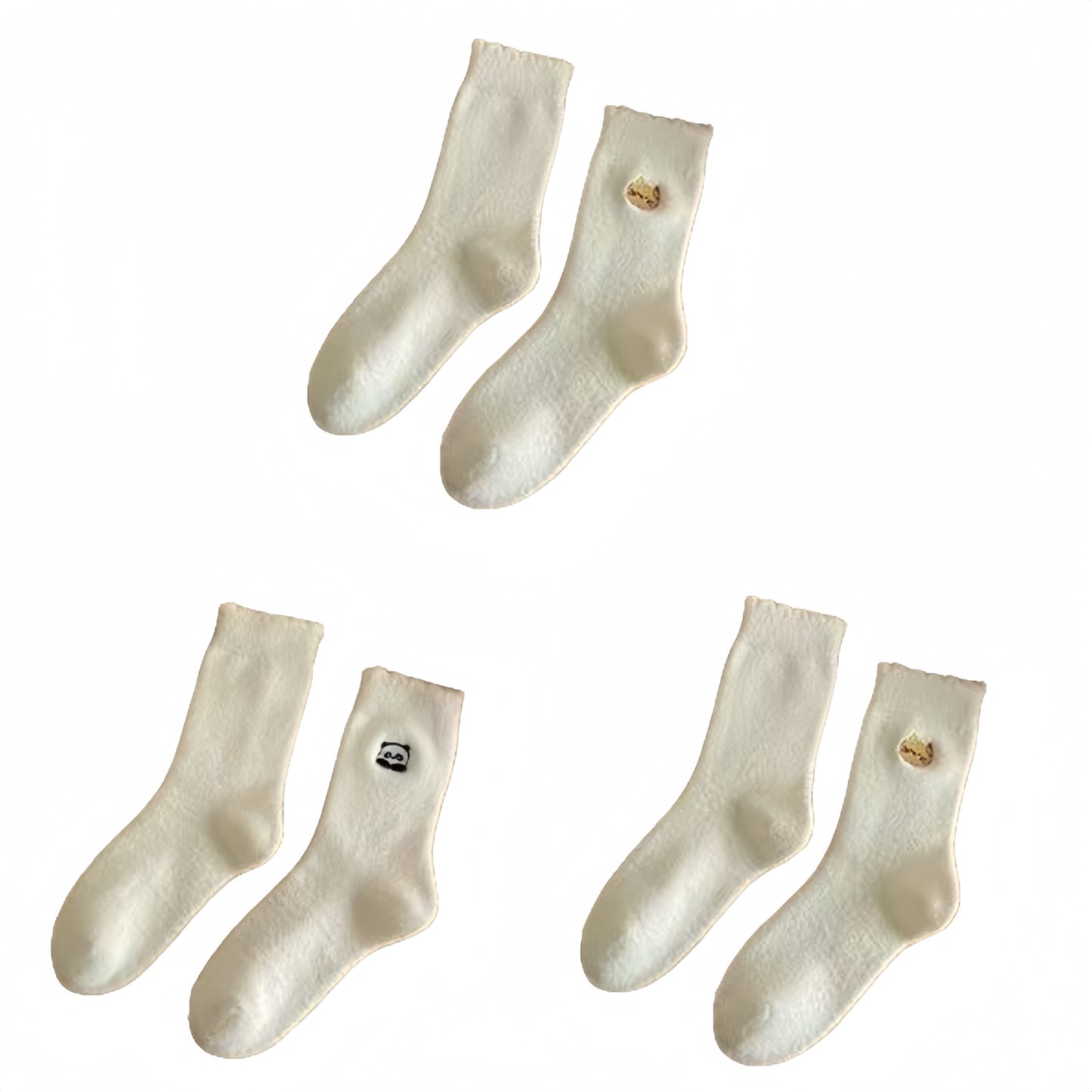 3 Pairs Fluffy Ladies Thermal Socks Womens Warm Thick Heat Wool Knitting Walking Boot Hiking Socks Winter (C)