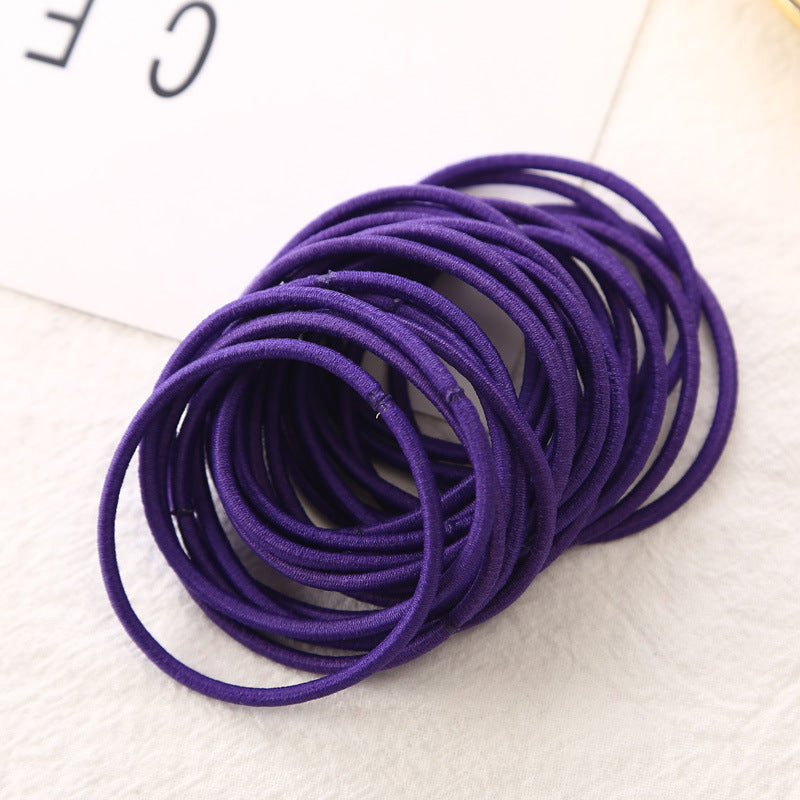 50Pcs Girls Women 2.5mm Thin School Uniform Endless Hair Elastics Bobbles Hair Ties Bands Ponios Ponytail Holders