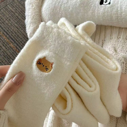 3 Pairs Fluffy Ladies Thermal Socks Womens Warm Thick Heat Wool Knitting Walking Boot Hiking Socks Winter (C)