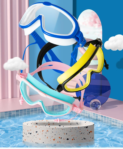 Comfortable Anti-fog Swimming Goggles with case Waterproof UV Protection For Kids Boys Girls Soft Silicone Seals For Comfort Perfect For Lap Triathlon Training & Aquatic Sports（H）