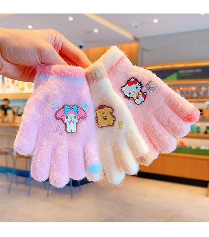 Full Finger Gloves Elsa Winter Knit Warm Mittens Soft Lined Fleece Thermal Outdoor Stretchy Gloves for Kids boys girls