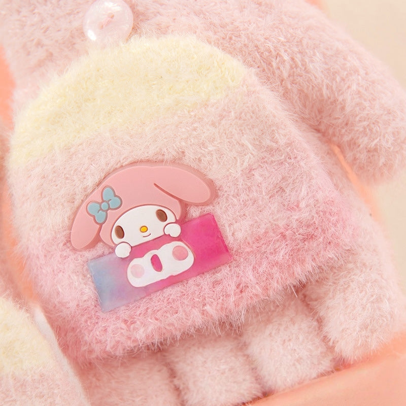 Fingerless Flap Cover Gloves Winter Knit Warm Mittens Soft Lined Fleece Thermal Outdoor Half Finger Gloves with Cover Convertible Flip Top for Kids