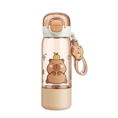 Water Bottle Reusable Kids 510ml PP with Two Lids Leak Proof with straw Lid BPA Free Drinking bottle (Capybara 510ml)