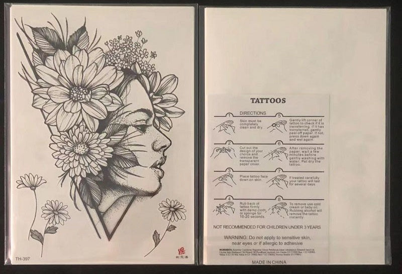 42 Sheets Women Girls large sexy Flowers Temporary Tattoos Waterproof Stickers Festival Fake Jewelry Tattoos Body Art