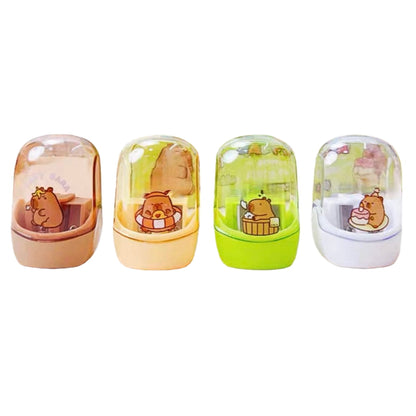 4PCS Pencil Sharpeners, Twin Hole Pencil Sharpener with Container Handheld Capybara Small Manual Pencils Sharpener with Lid Manual for Office School Supplies (Capybara)