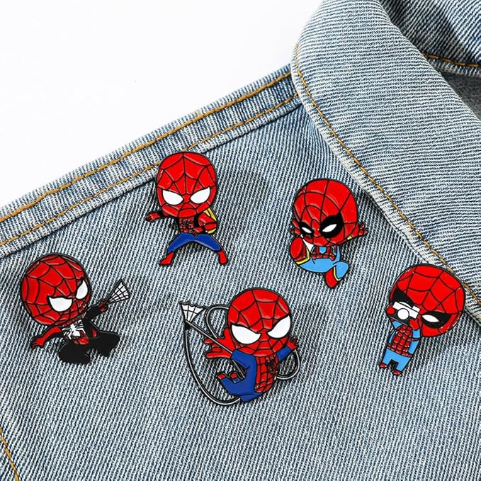4PCS Stich Spider Medal Wopin Enamel Pins Cute Collectable Novelty Brooch Lapel Pin Badge for Backpacks Jackets Bags Gift Idea(Spiderman)