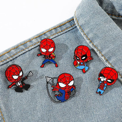 4PCS Stich Spider Medal Wopin Enamel Pins Cute Collectable Novelty Brooch Lapel Pin Badge for Backpacks Jackets Bags Gift Idea(Spiderman)