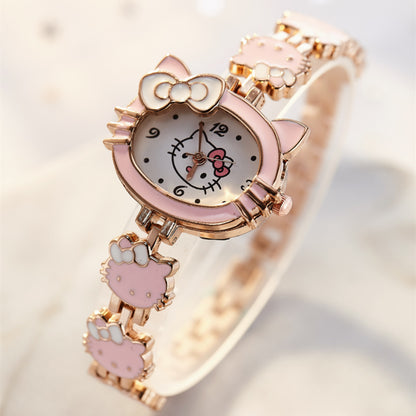 Analogue Quartz Watch with Stainless Steel Strap Bracelet Cats Girls Toddler Watches Gifts for Kids Birthday Gifts Gift Box