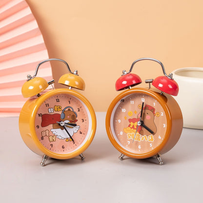 Capybara Panda Alarm Clocks Non-Ticking Kids Silent Bedside Alarm Clock, Loud Double Bell Clock With Backlight,Suitable For School Gift (Cinnamoroll(random color))