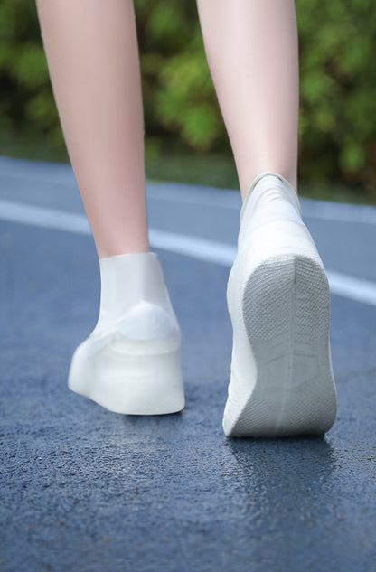 2pcs Rain Shoe Covers Latex Waterproof Shoe Covers Unisex Shoes Protectors Reusable Non-Slip Rain Boot Overshoes Walking Shoes Accessories