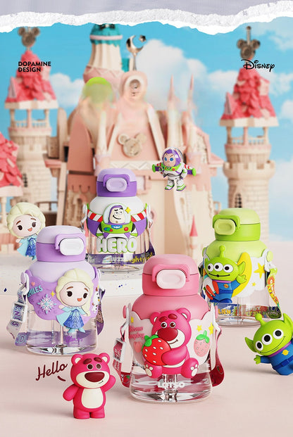 Buzz Frozen Spiderman Water Bottle Reusable Kids 700ml PP with Two Lids Leak Proof with straw Lid BPA Free Drinking bottle(Buzz)