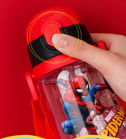 Spiderman Water Bottle Reusable Kids 520ml PP with Two Lids Leak Proof with straw Lid BPA Free Drinking bottle(Spiderman)