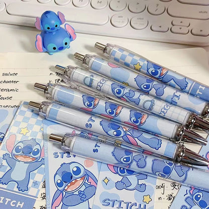 5PCS stch toy cute Gel Pen Liquid Ink Rollerball Retractable Quick Drying Extra Fine Ballpoint Premium 0.5mm Marker for Office School Stationery Supply Black