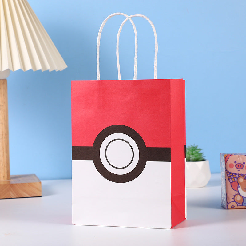 18 Pieces Princess Pink Kraft Paper Bags for Girls Gifts Party Favor Goodie  Treat Bags With Handle for Christmas,Birthday,and Celebrations Party Supplies（Pikachu）