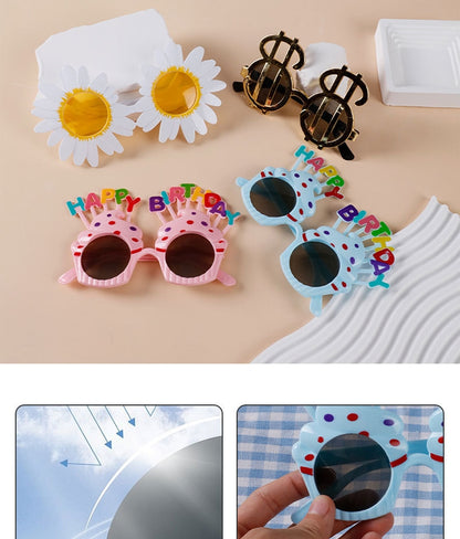 3 Pack Happy Sunglasses Birthday Glasses Lovely Cupcake Birthday Sunglasses for Women Kids Happy Party Glasses for Photo Props Party Decorations