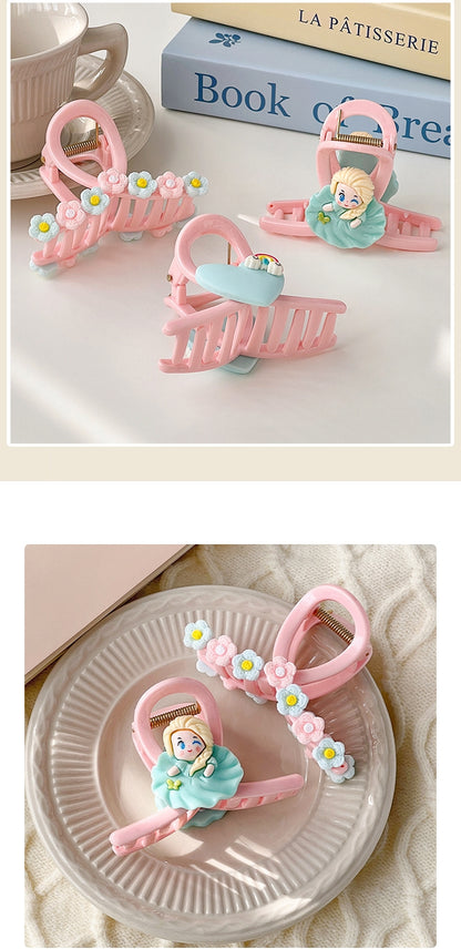 2/3 Pcs Hair Claw Clips for Women and Girls 2/3 Flower Heart Princess Trendy Coloured Claw Clip kids Kitty pink Claw Clips for all