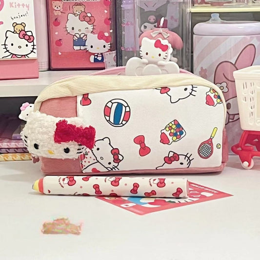3D Girls Boys Kids Princess Castle Large Pencil Case ,High Capacity Water Proof,School Supplies Gifts Stationery (Hello Kitty)