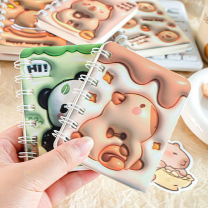 4PCS cute unicorn bus Notebook Wirebound Small Mini Pocket Journal Diary for Girls Boys Kids Gift Spiral bound A7 Lined Notebook Writing Drawing Notepad (Pandas)