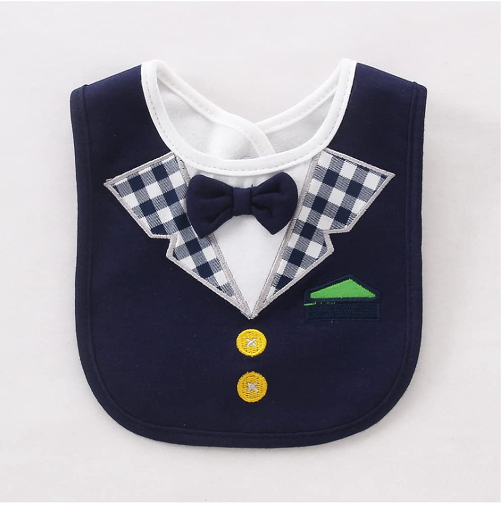 2PCS Baby Kids Bibs BOY MIXED DESIGN COTTON GENTLEMAN BOW FEEDING Bandana Apron Weaning
