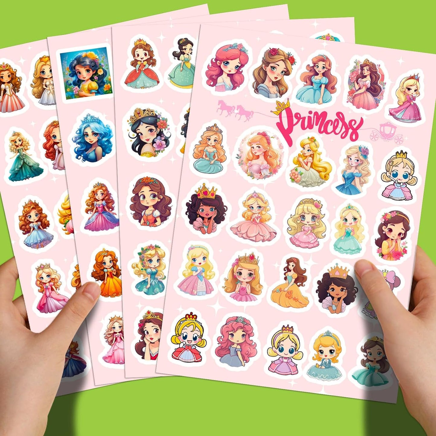100PCS 4 Sheets Stickers Kids Toddlers Princess Waterproof Luggage Skateboard Party Bag Fillers Boys Girls Teachers as Reward Craft Scrapbooking