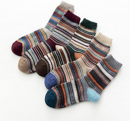 5 Pairs Thermal Socks Mens Walking Hiking Climbing Warm Thick Heat Wool Knitting Socks Winter