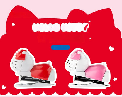 Mini Effortless Kitty Princess Desktop Staplers with 1000 Standard No.10 staples set Cute Stapler Gift for Student and Office School stationary Use （Hello Kitty）