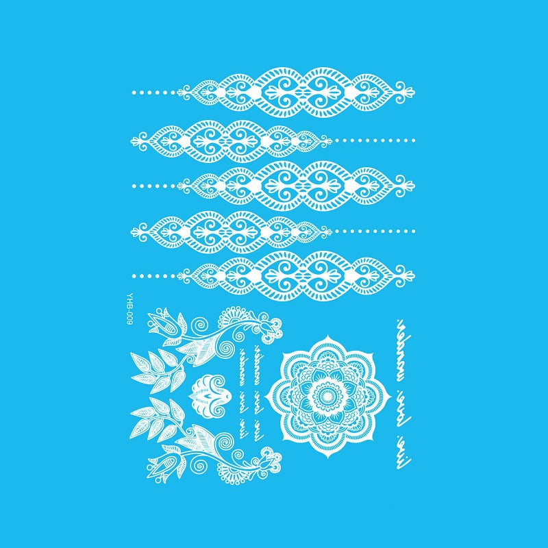 9 Sheets Women Men Gold Fashion Metallic Temporary Tattoos Waterproof Stickers Festival Fake Jewelry Tattoos Body Art