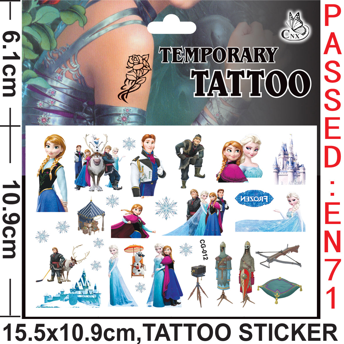 10 Sheets Kids  rincess Temporary Tattoos Sticker Waterproof Superhero Stickers Fake tattoo Party Bag Fillers (Frozen)