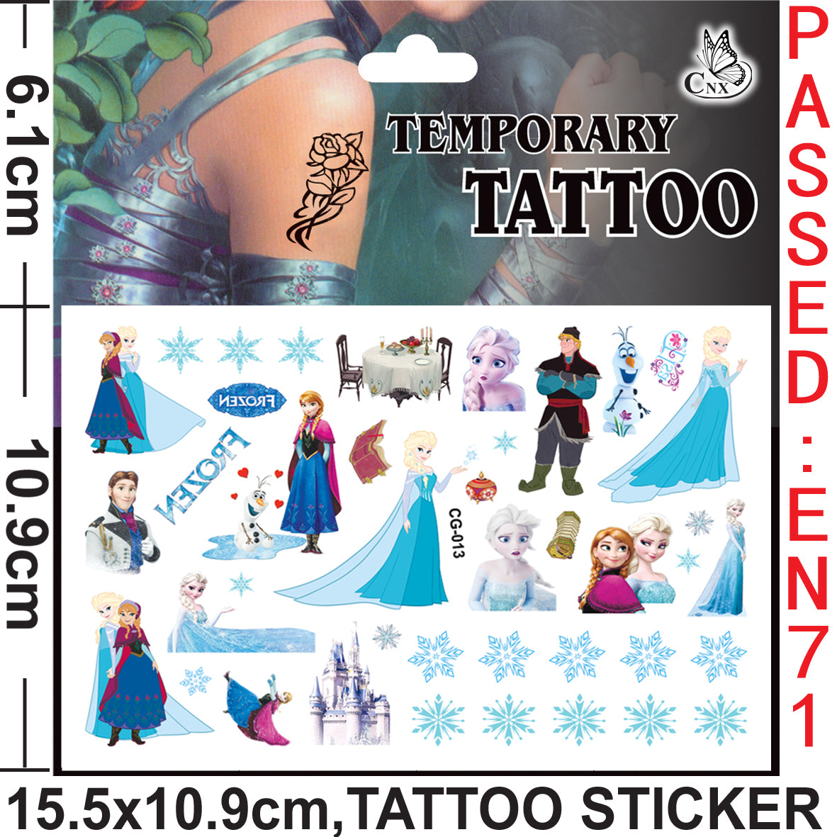 10 Sheets Kids  rincess Temporary Tattoos Sticker Waterproof Superhero Stickers Fake tattoo Party Bag Fillers (Frozen)