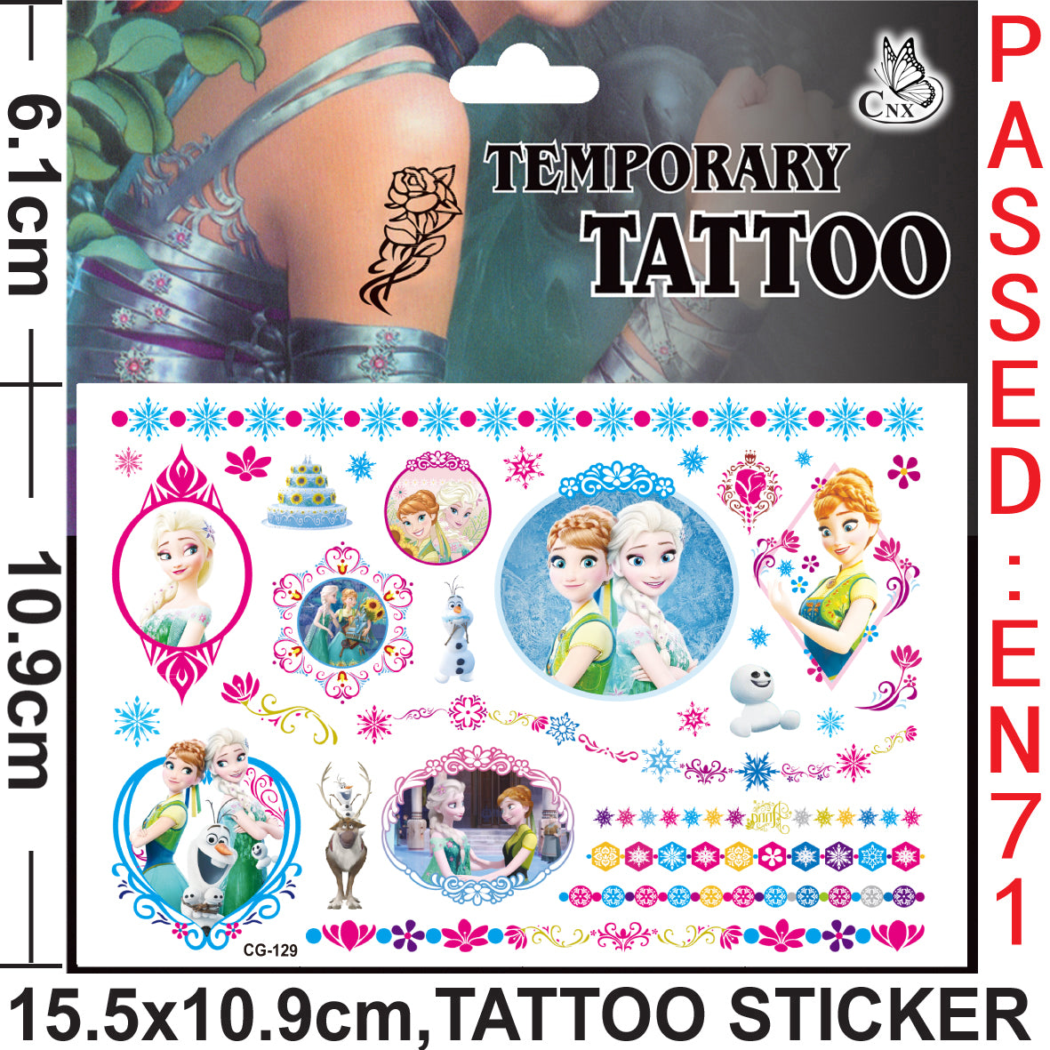 10 Sheets Kids  rincess Temporary Tattoos Sticker Waterproof Superhero Stickers Fake tattoo Party Bag Fillers (Frozen)