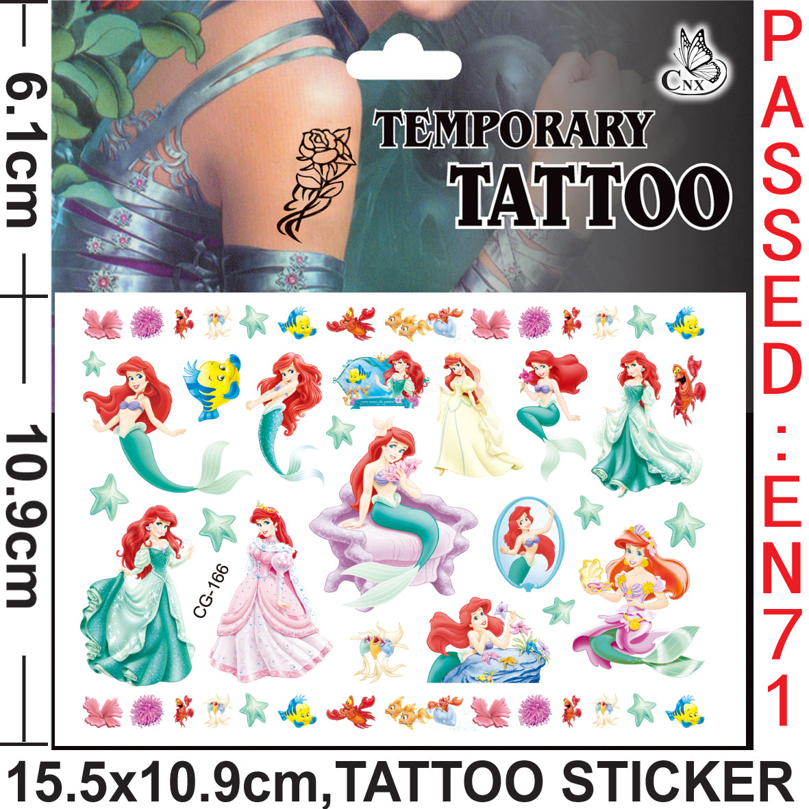 10 Sheets Kids  rincess Temporary Tattoos Sticker Waterproof Superhero Stickers Fake tattoo Party Bag Fillers (Princess)