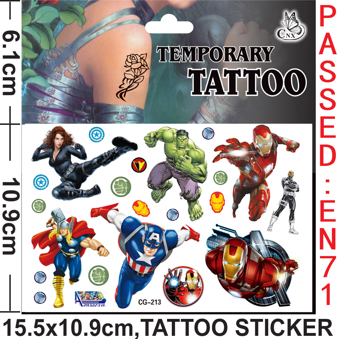 10 Sheets Kids  rincess Temporary Tattoos Sticker Waterproof Superhero Stickers Fake tattoo Party Bag Fillers (Avengers)