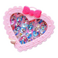 20Pcs Adjustable Princess pink Jewelry Girl Kids elsa Cartoon Plastic Rings Gift Set with Heart Shape Box