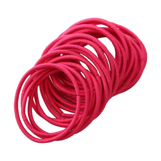 50Pcs Girls Women 2.5mm Thin School Uniform Endless Hair Elastics Bobbles Hair Ties Bands Ponios Ponytail Holders (Fuchsia)