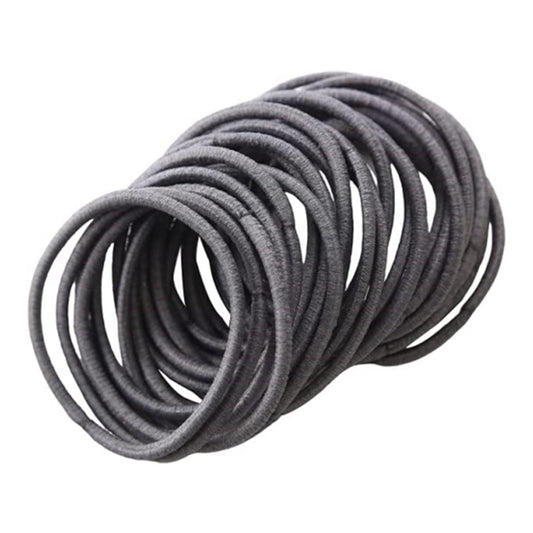 50Pcs Girls Women 2.5mm Thin School Uniform Endless Hair Elastics Bobbles Hair Ties Bands Ponios Ponytail Holders (Grey)