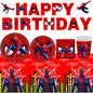 Spiderman Princess Frozen Tableware Set Birthday Celebration Party Set Birthday Decoration Set for Happy Banner, Plates, Cups Set,Napkins,Tablecloths for 20 Guests (Spiderman)