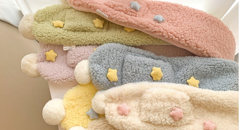 Kids Winter Beanie Scarf for 2-10 Years Old Boys Girls.Outdoor Warm Fleece Lined Thermal Knit Fluffy Pom