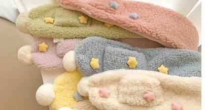 Kids Winter Beanie Scarf for 2-10 Years Old Boys Girls.Outdoor Warm Fleece Lined Thermall Knit Fluffy Pom (White)