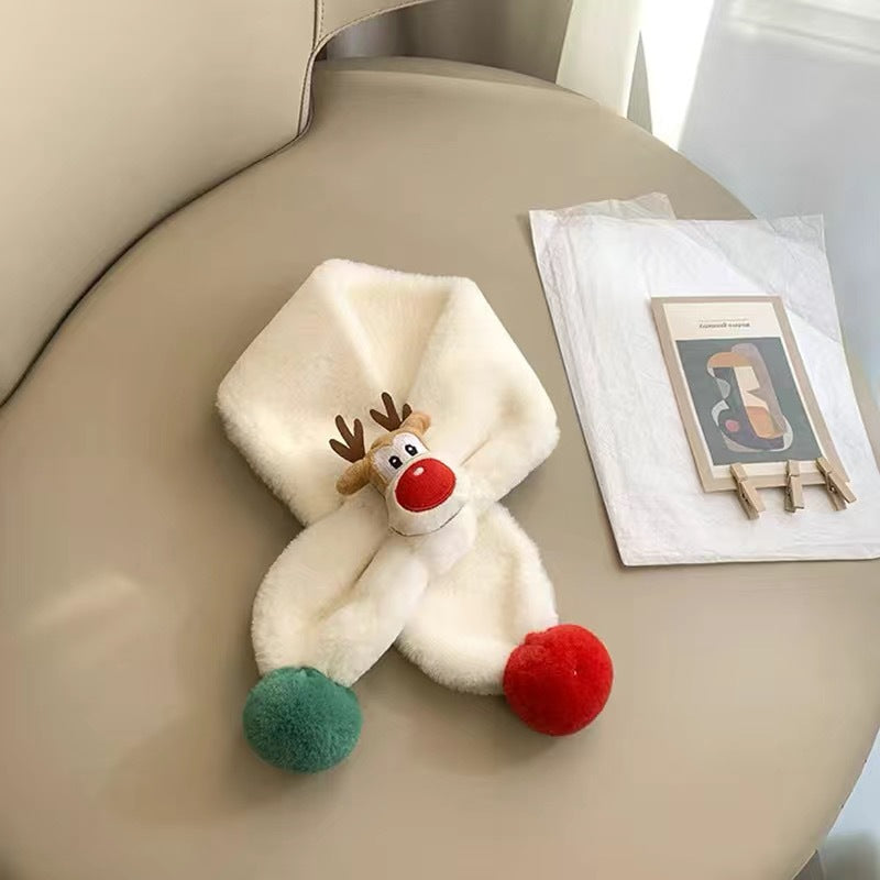 Kids Winter Beanie Scarf for 2-10 Years Old Boys Girls.Outdoor Warm Fleece Lined Thermal Knit Fluffy Pom (Christmas)