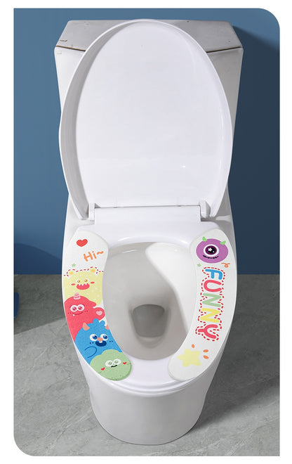 3PCS Bathroom Soft Thicker Warmer Warm waterproof Plush Stretchable Washable Cloth Toilet Seat Cover Pads
